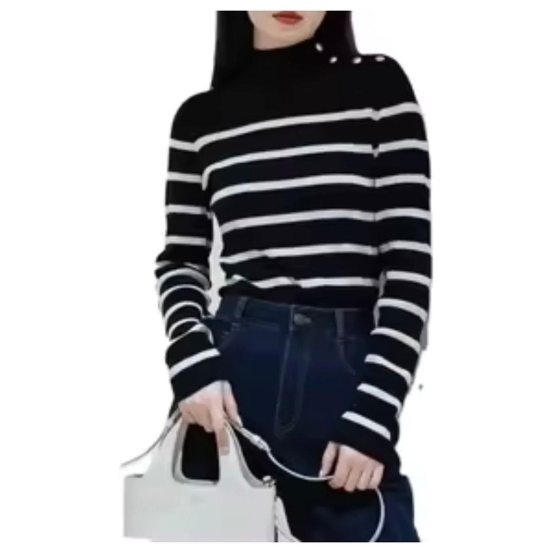 stripe sweater Pullovers Cardigans BLACK