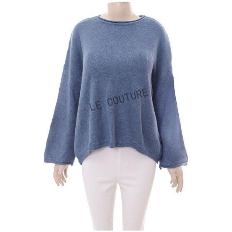 Knitted Round Neck Top BLUE