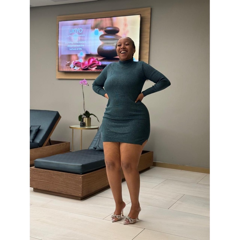 Glitter Turtleneck Mini Dress BLACK