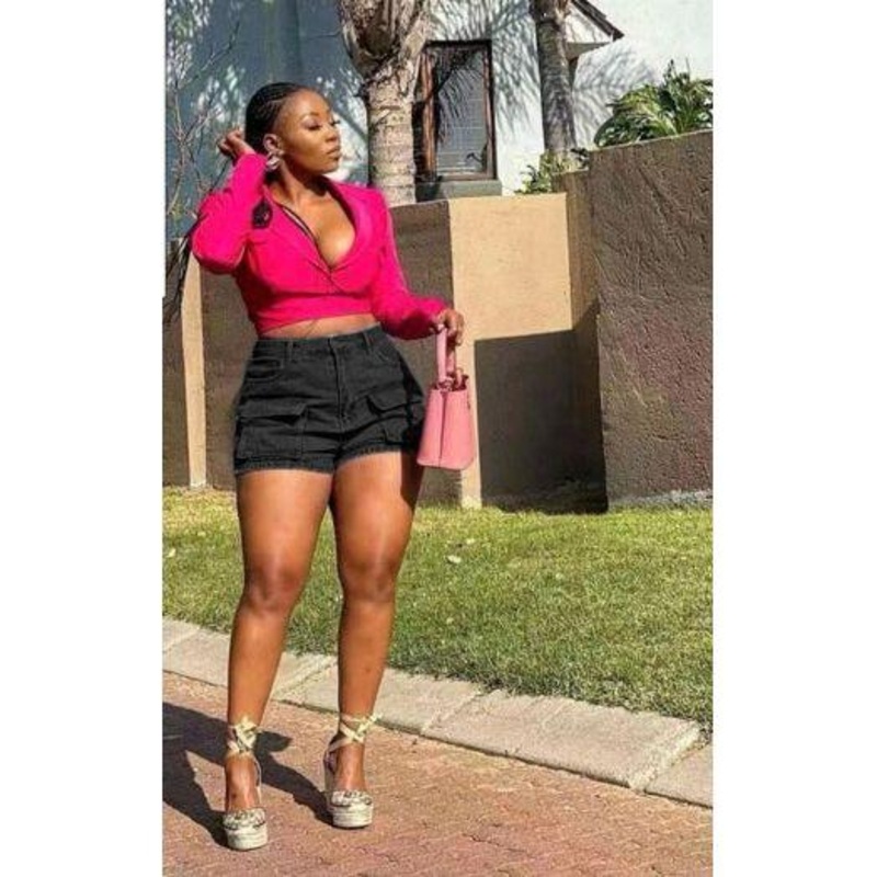 Denim Cheeky Cargo Shorts. BLACK