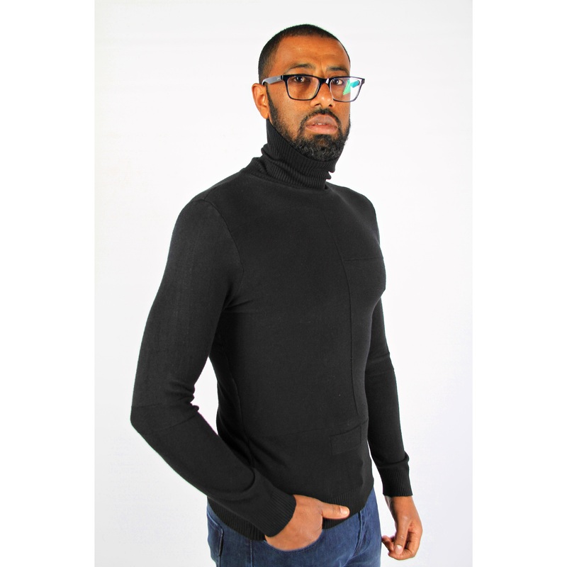 Men’s Polo Neck Sweater. DARK GREY