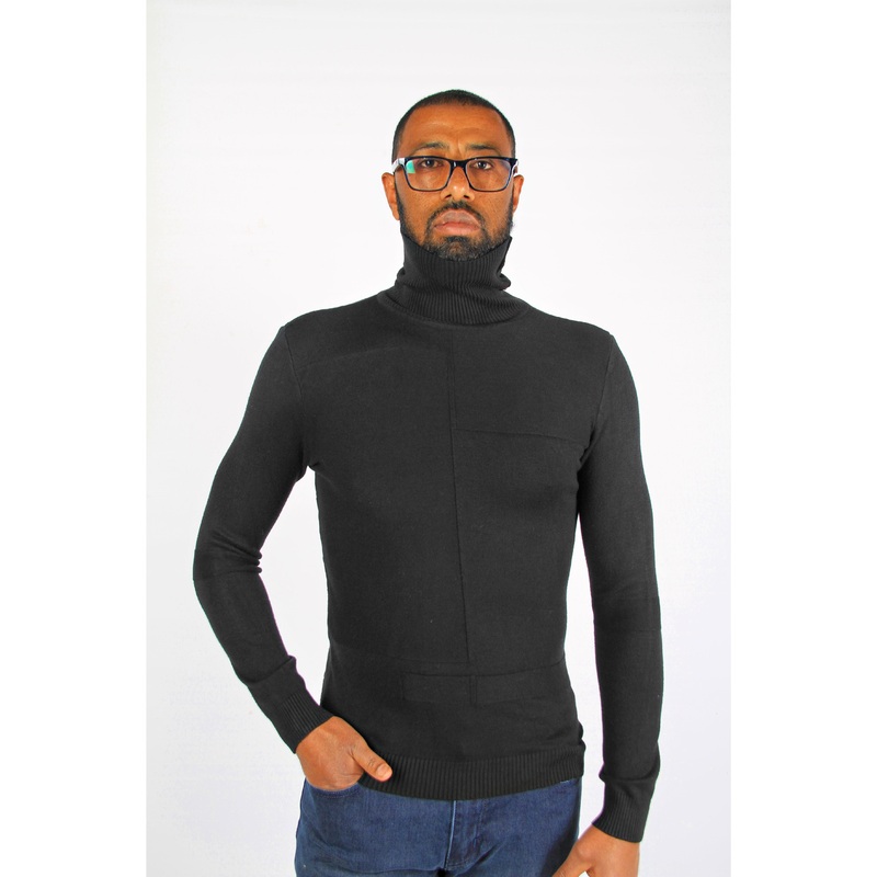 Men’s Polo Neck Sweater. DARK GREY