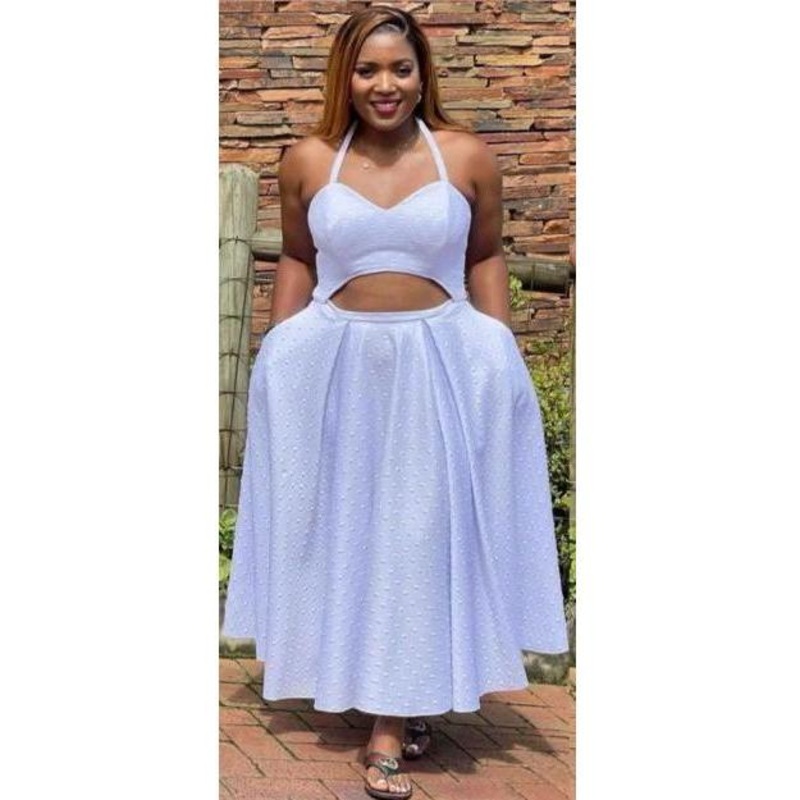 Sleeveless Open Waste Dress WHITE