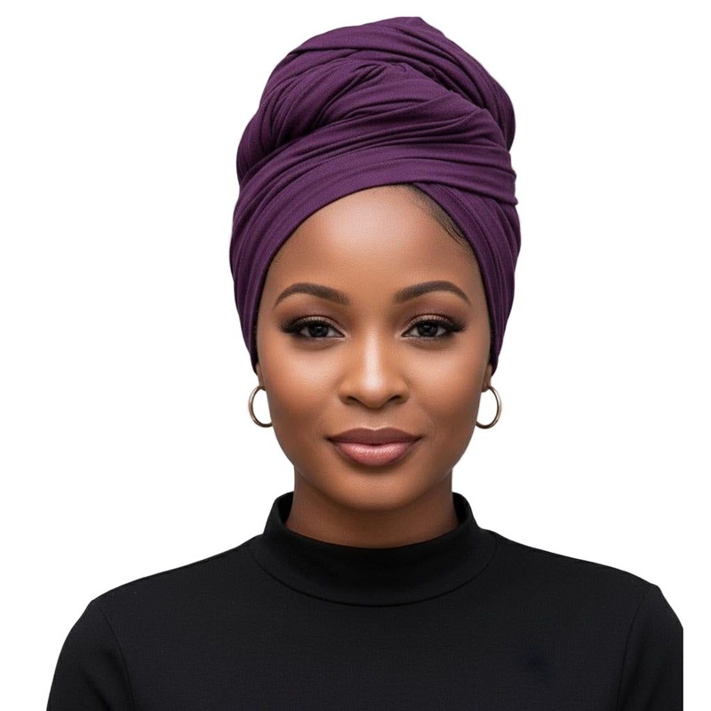 Stretch Headwraps Large Hair Wraps Hijab Scarves KHAKI