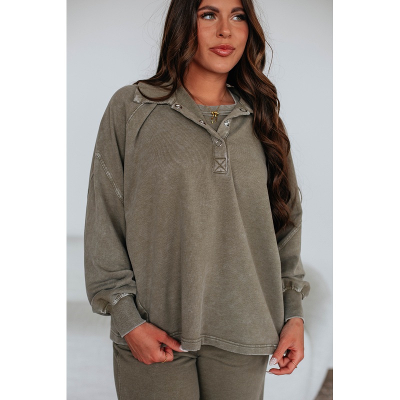 Jyl Washed Pullover – Moss