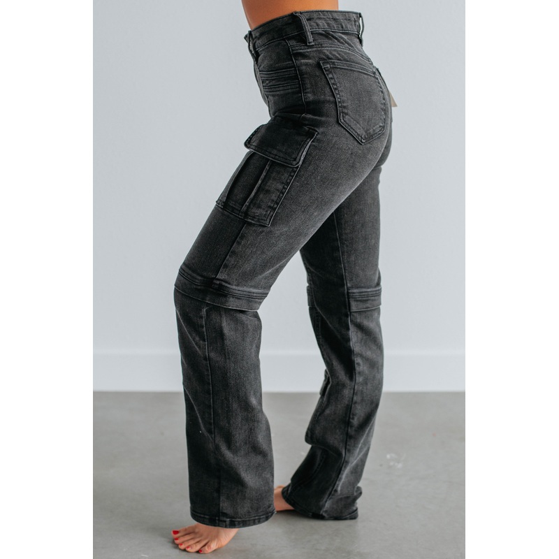 Tracey Hidden Cargo Jeans – Vintage Black