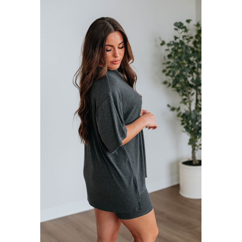 Kaylor Oversized Top – Charcoal