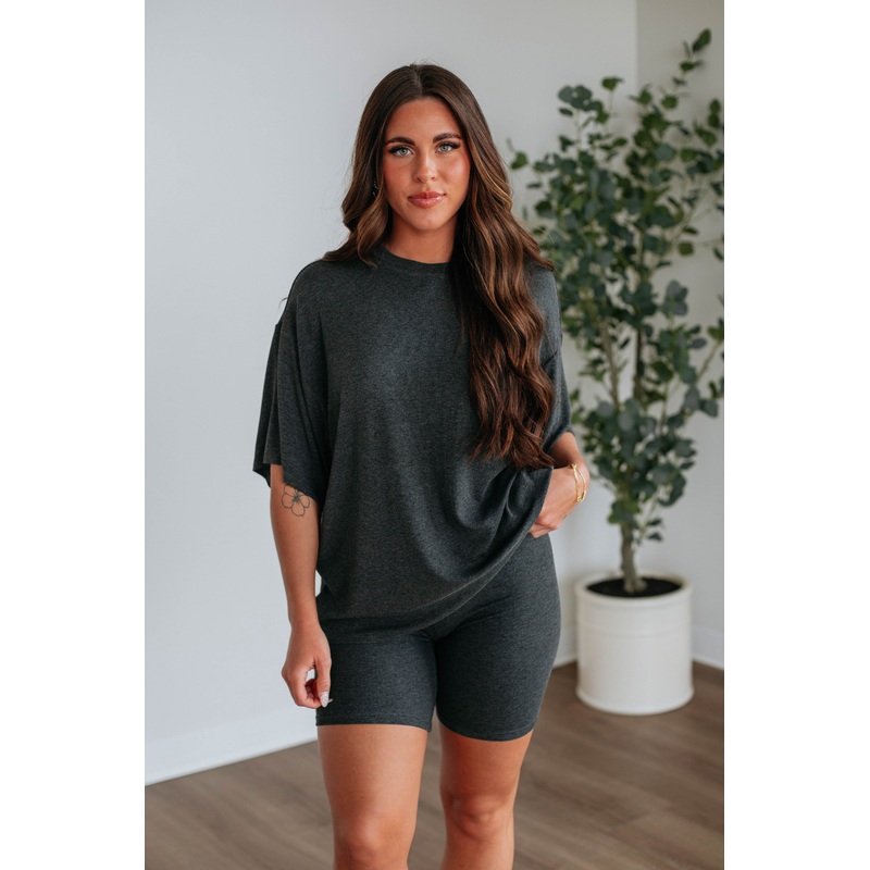 Kaylor Oversized Top – Charcoal