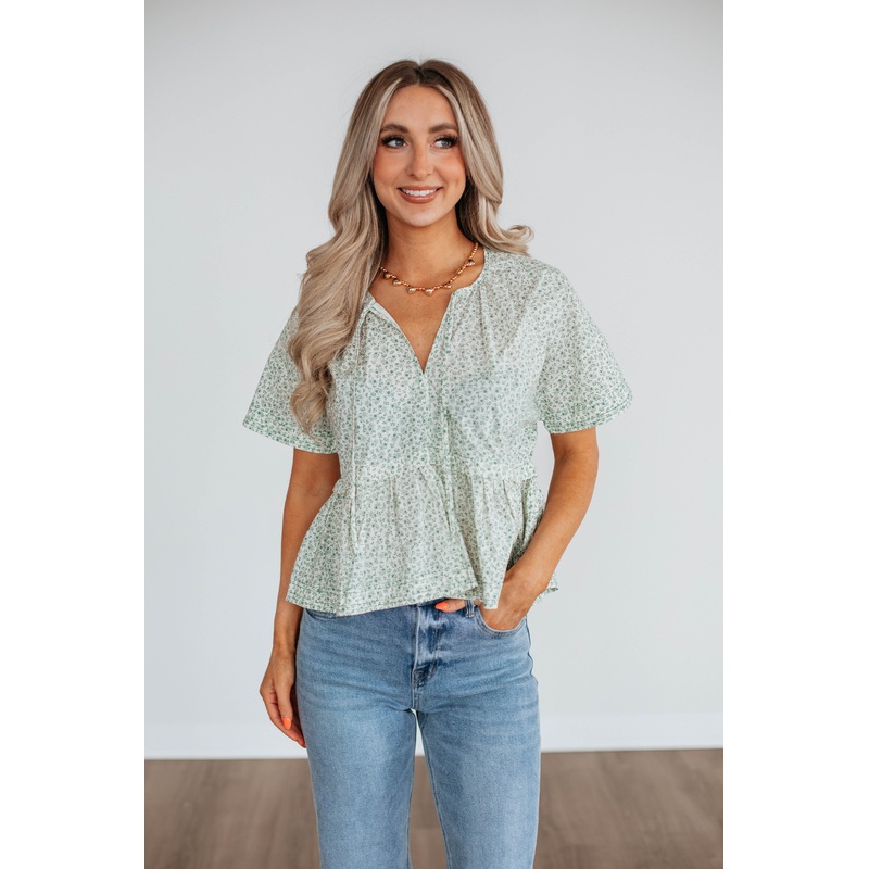 Chloe Floral Top – Hunter Green Mix