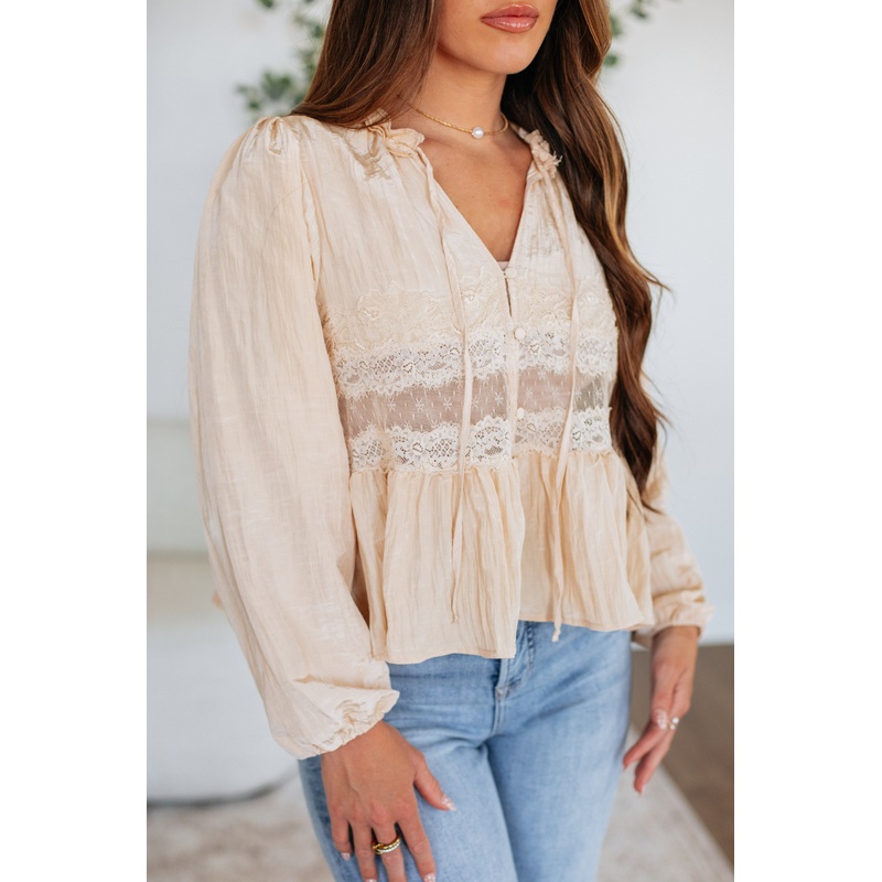 Scottlynn Peplum Top Warm Beige