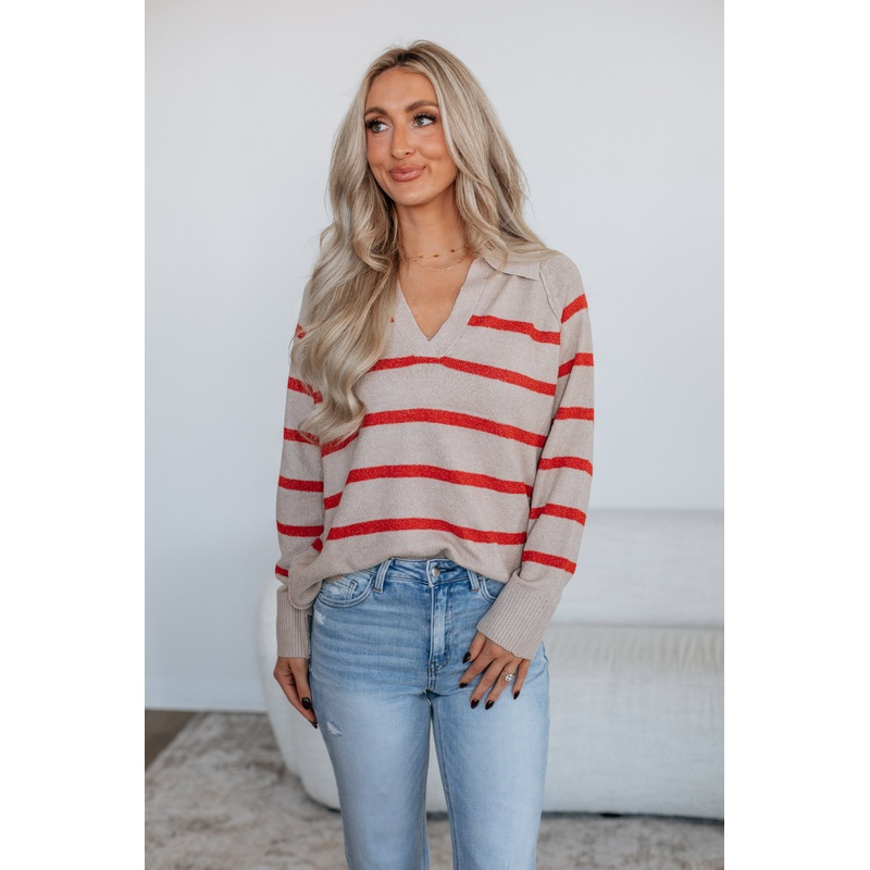 Danielle Striped Pullover Chocolate