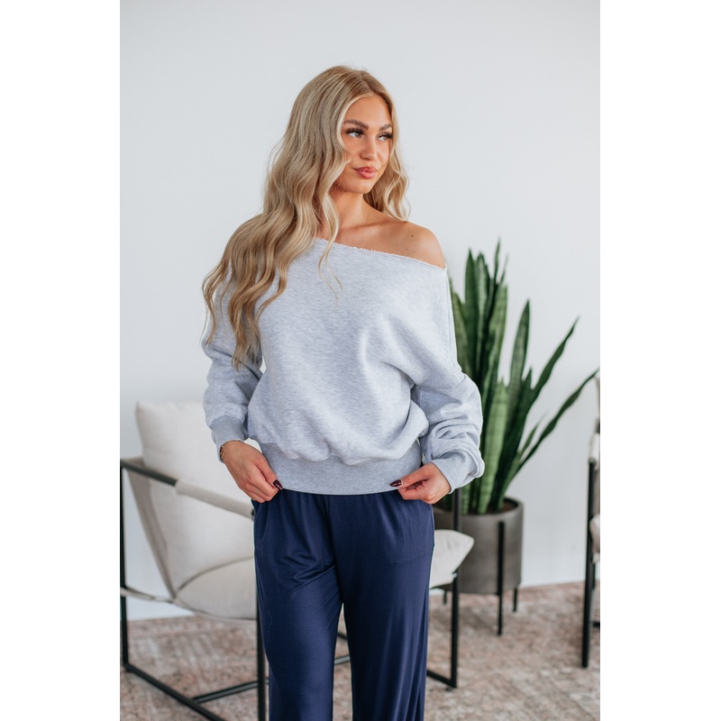 Shelby Off The Shoulder Top Heather Grey
