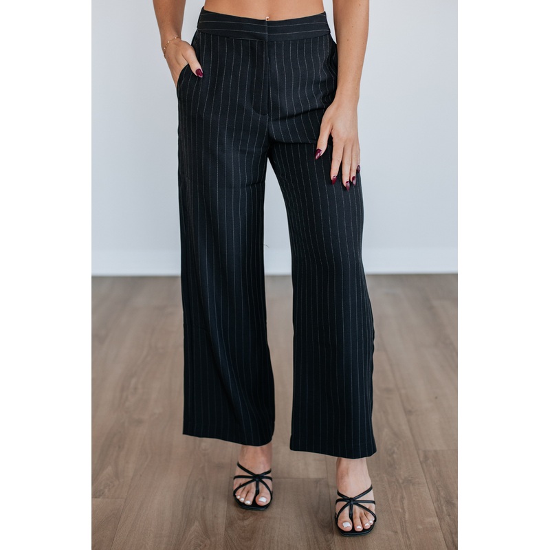 Molly Pinstriped Trousers Black