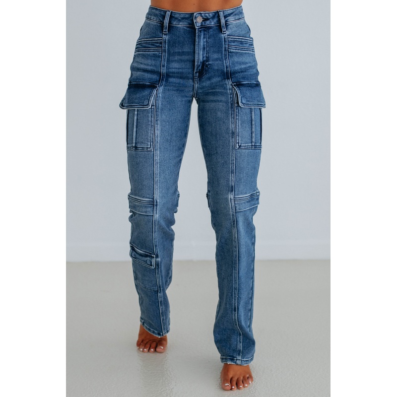 Tracey Hidden Cargo Jeans – Dark Wash