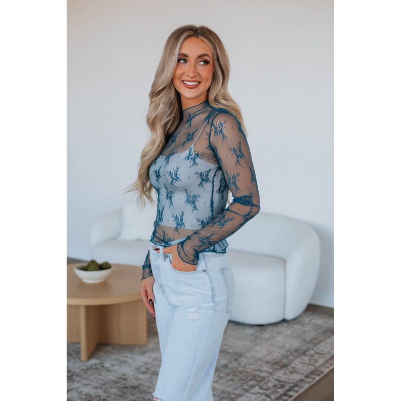 Asa Lace Top – Dark Teal