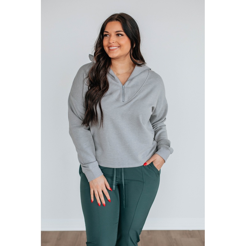 Tova Half-Zip Pullover – Heather Grey