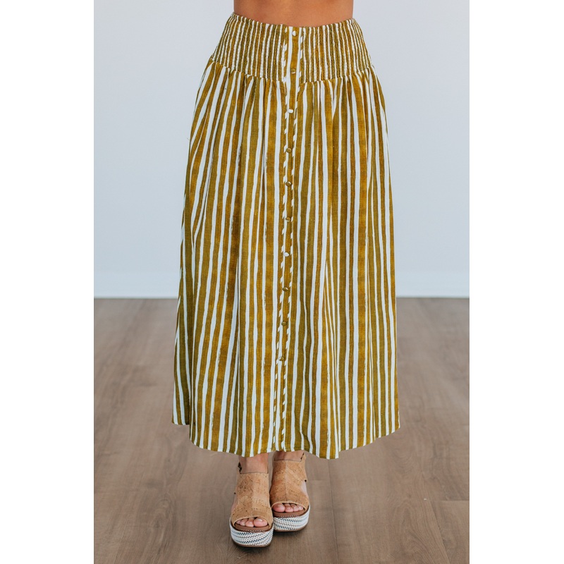 Zoya Striped Skirt – Lemongrass Mix