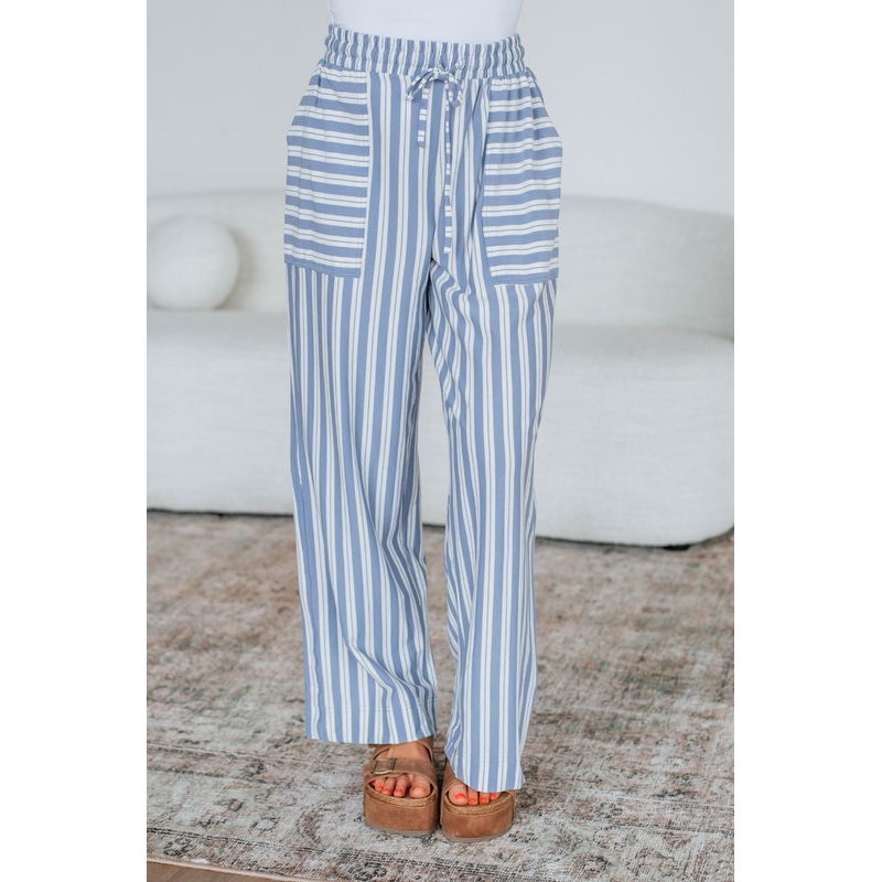 Shannon Striped Pants – Chambray Mix