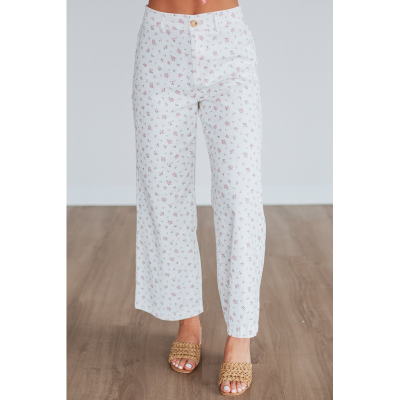 Cheyla Floral Pants – Ivory Mix
