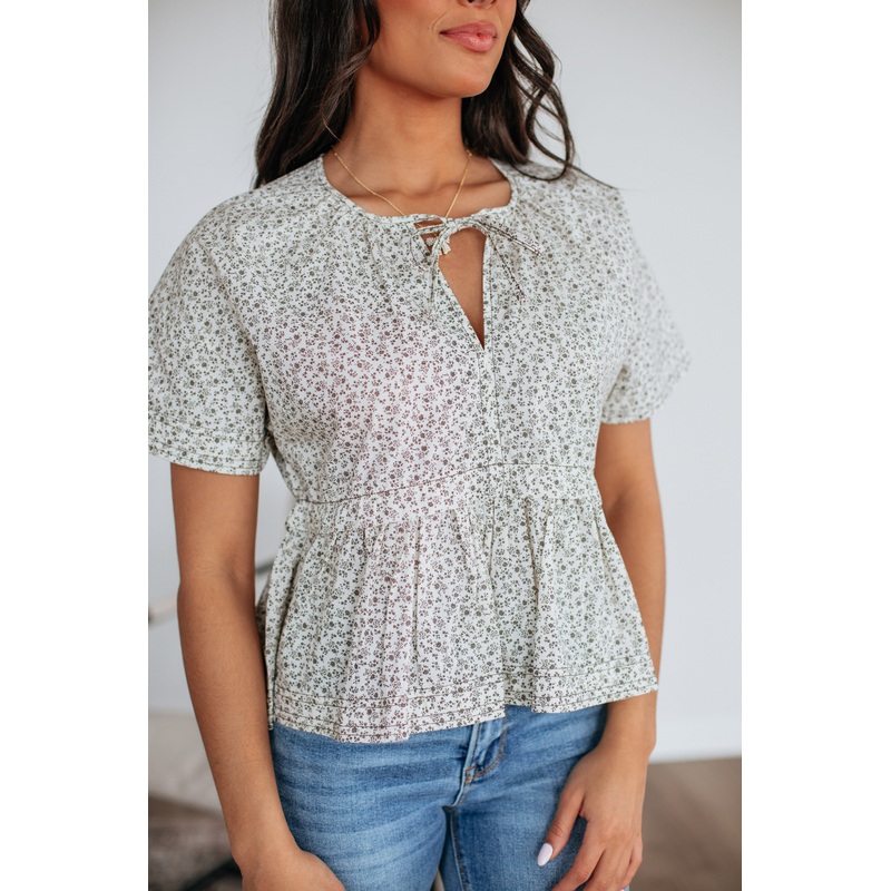 Chloe Floral Top – Charcoal Mix