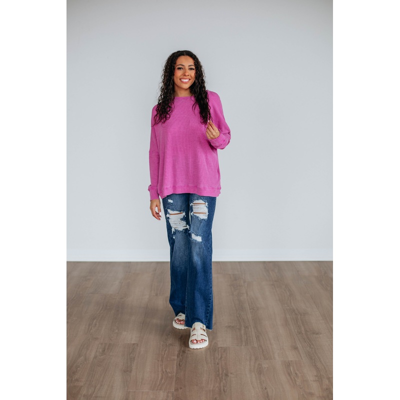 Breah Waffle Knit Top – Orchid
