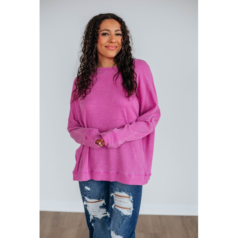 Breah Waffle Knit Top – Orchid