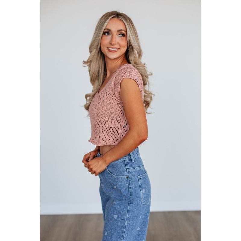 Samira Crochet Top – Mauve