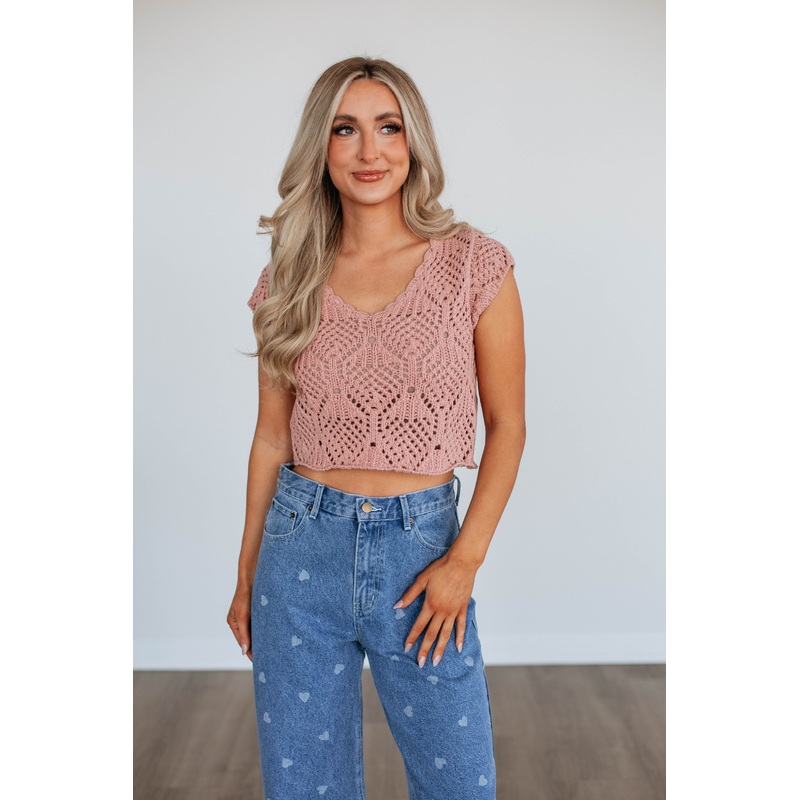 Samira Crochet Top – Mauve