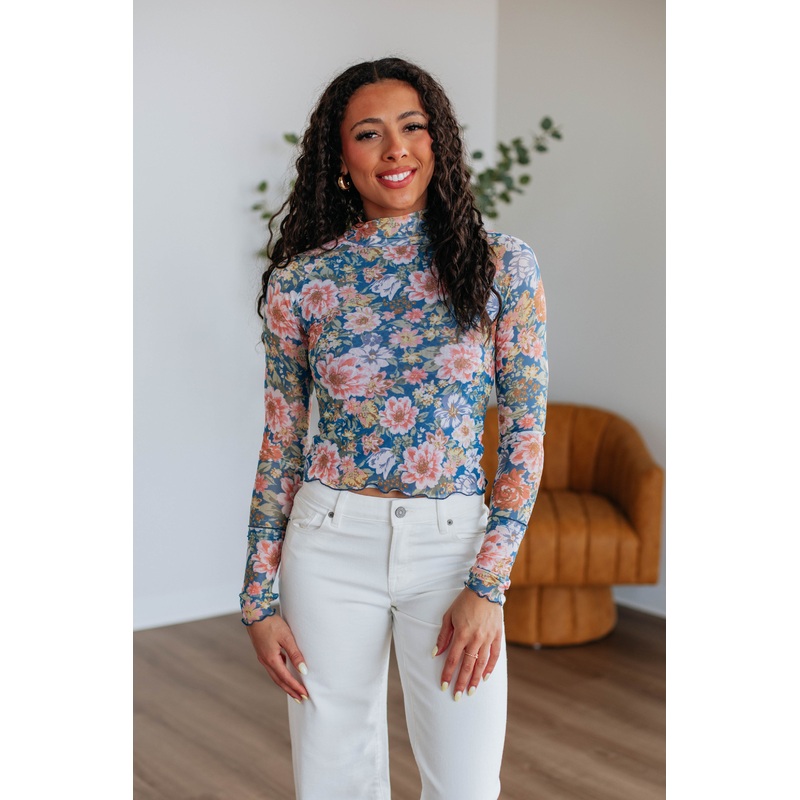 Zadie Floral Mesh Top