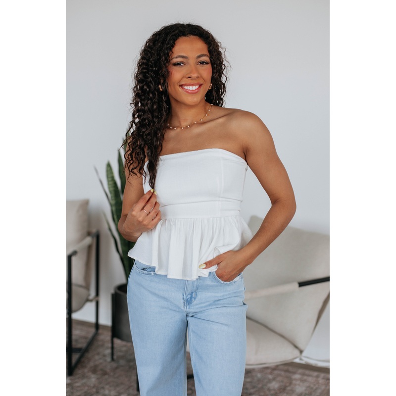 Amiah Peplum Top – Ivory
