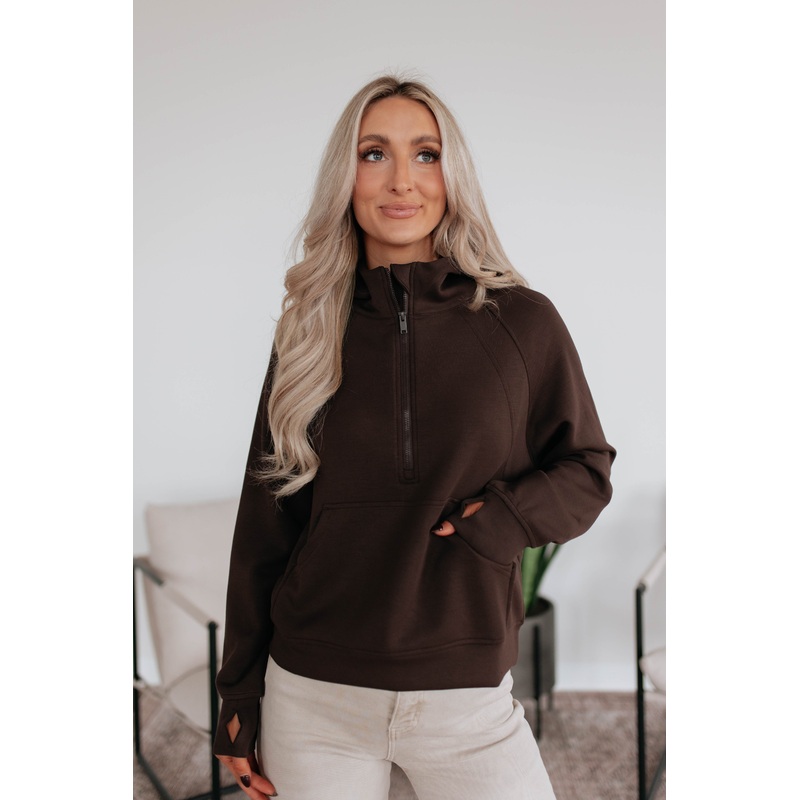 Aubrie Half-Zip Pullover – Espresso