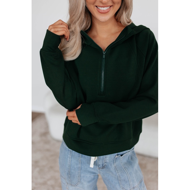 Aubrie Half-Zip Pullover – Hunter Green
