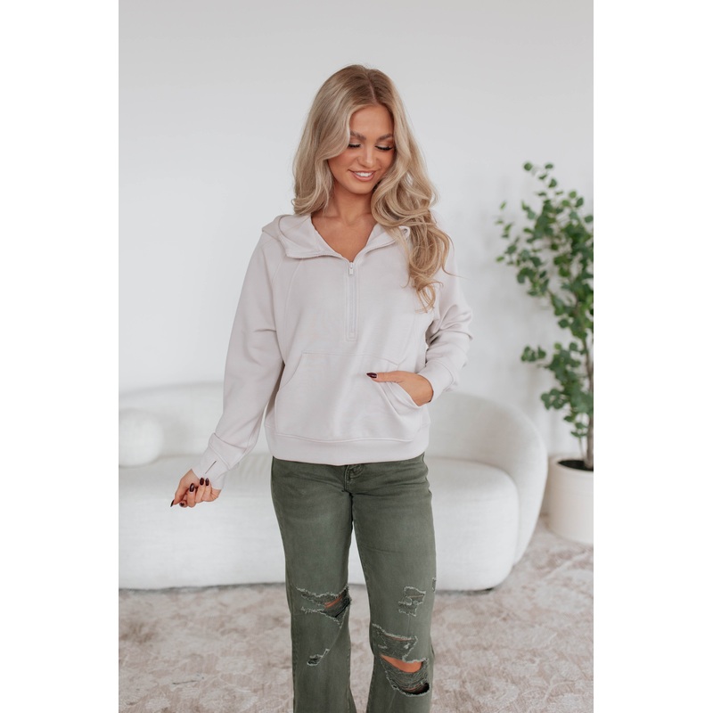 Aubrie Half-Zip Pullover – Stone