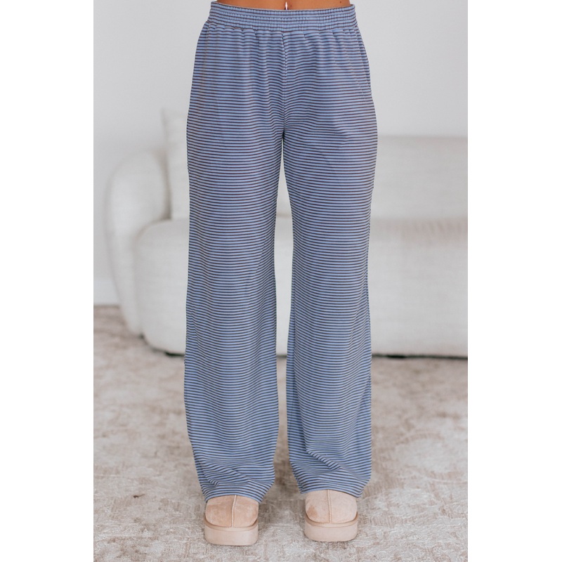 Cayla Striped Pants – Dusty Periwinkle Mix