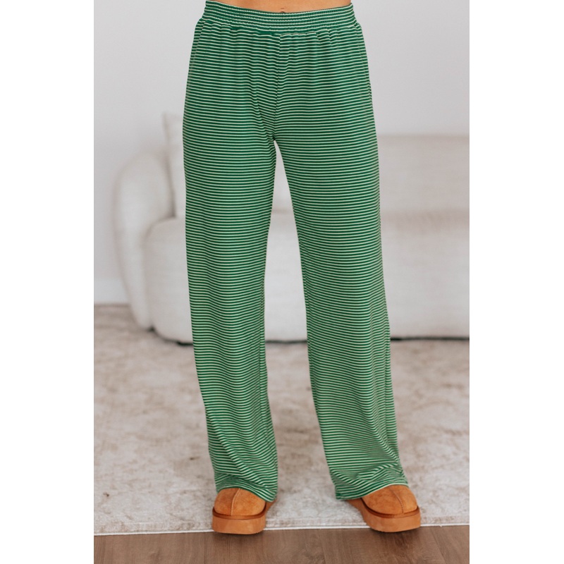 Cayla Striped Pants – Hunter Green Mix