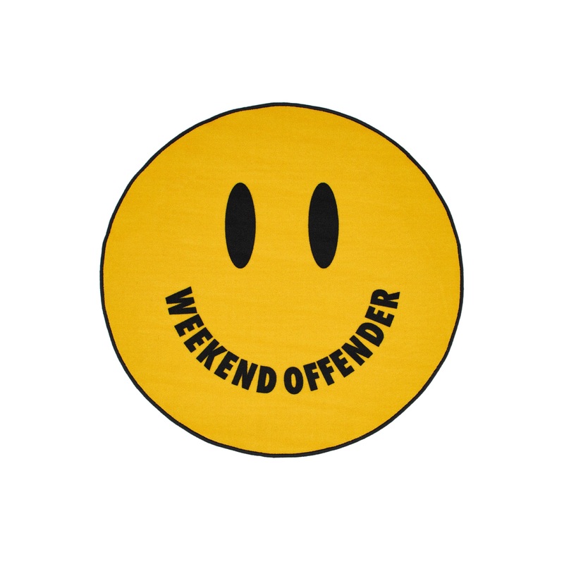 Acid Ultra Round Smiley Rug Yellow Yellow