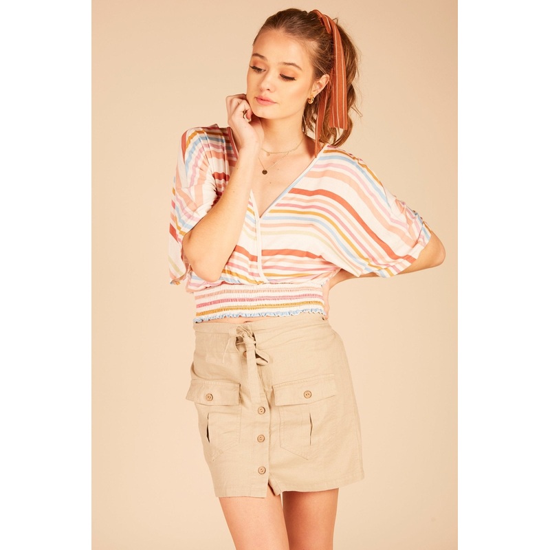 Cargo Mini Skirt Sand Linen