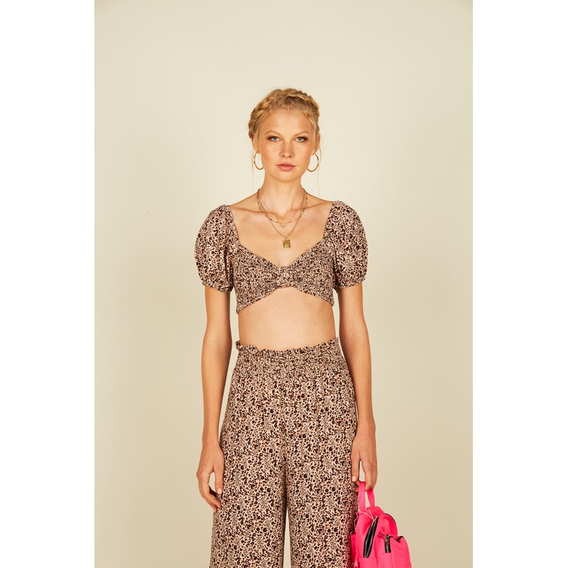 Pink Mini Leopard Crop Top Pink Leopard