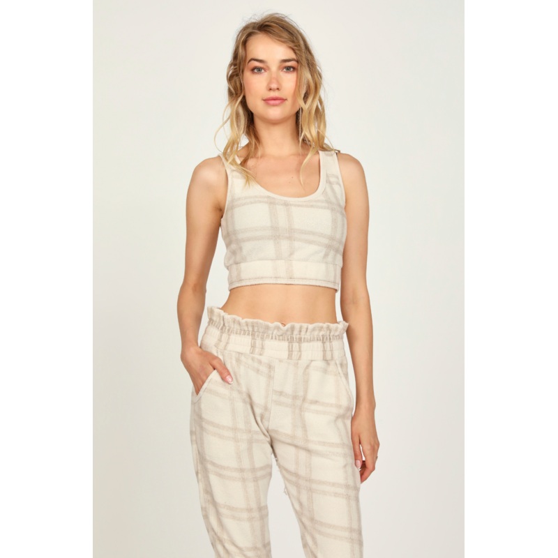 Winter Plaid Reverse Burnout Crop Top WINTER PLAID