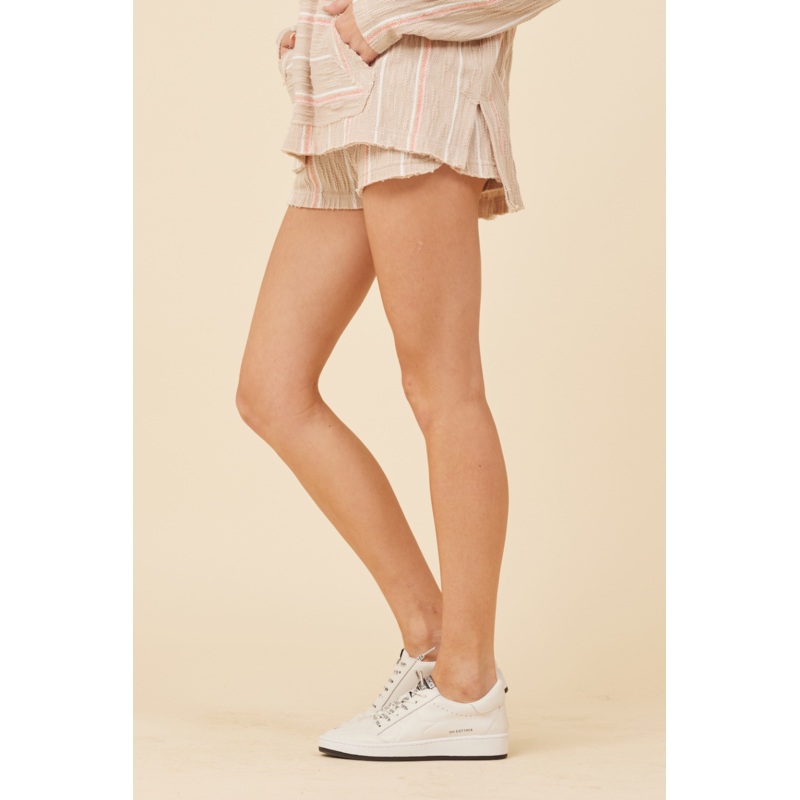 Soft Tan w/ Mixed Stripes Textured Short Soft Tan