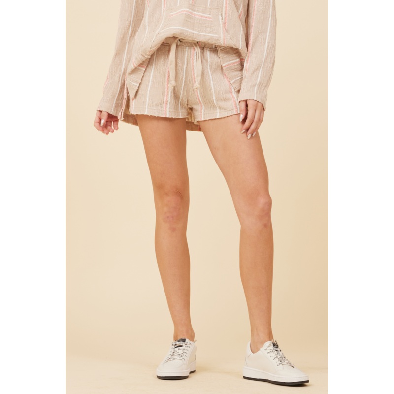 Soft Tan w/ Mixed Stripes Textured Short Soft Tan