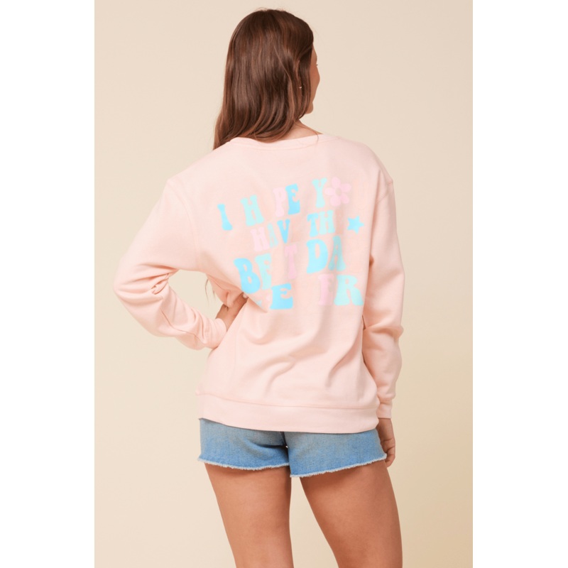 “Bridesmaid” Peach Surf Wash Crewneck Sweatshirt Peach