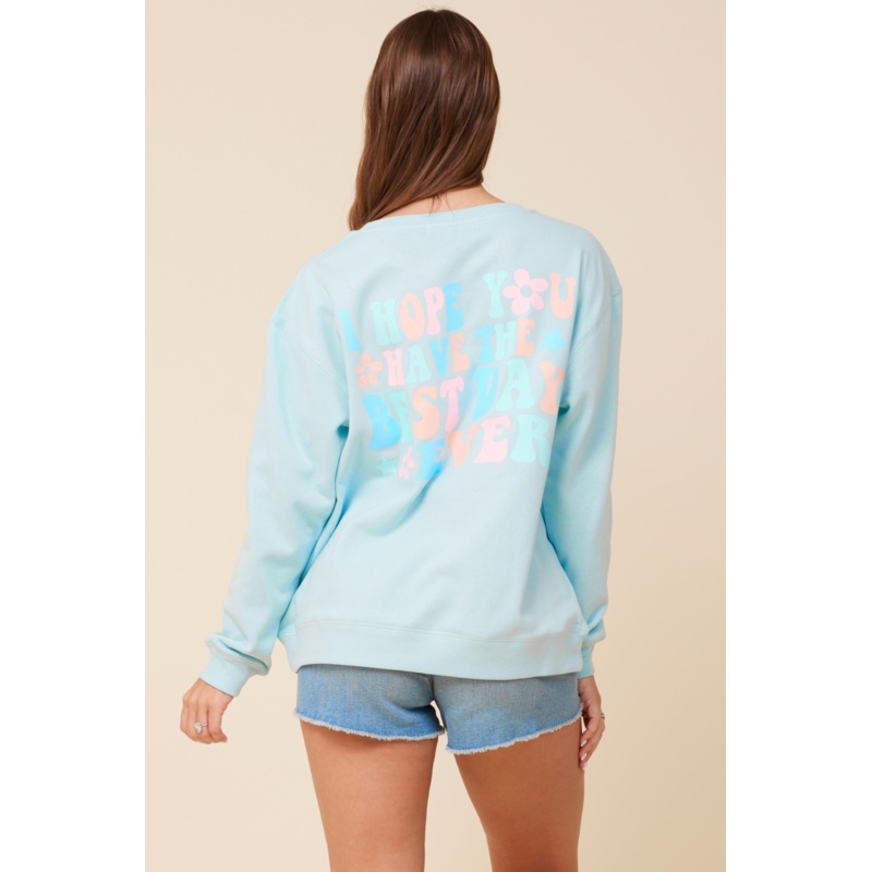 “Bridesmaid” Sea Blue Surf Wash Crewneck Sweatshirt Sea Blue