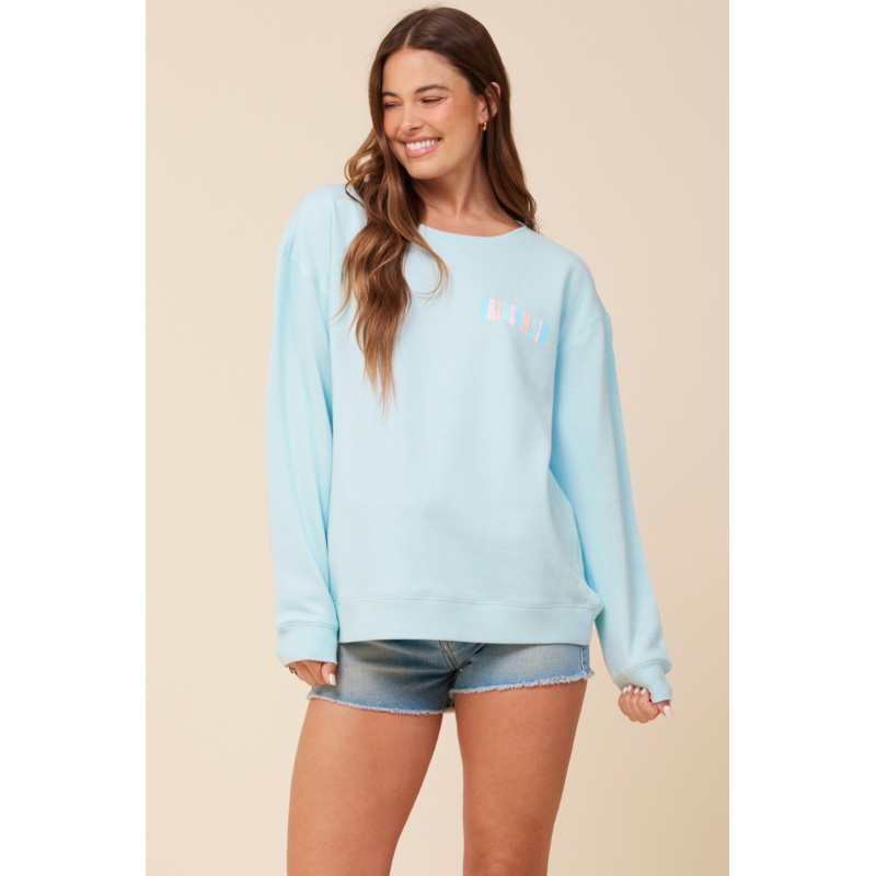 “Bridesmaid” Sea Blue Surf Wash Crewneck Sweatshirt Sea Blue