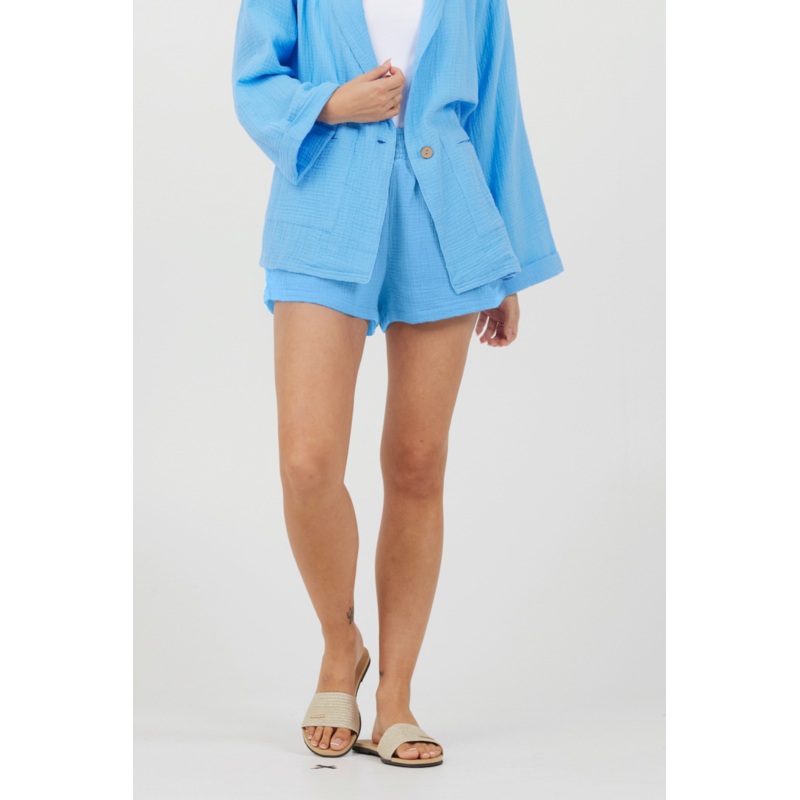 Ocean Blue Washed Gauze Shorts Ocean Blue