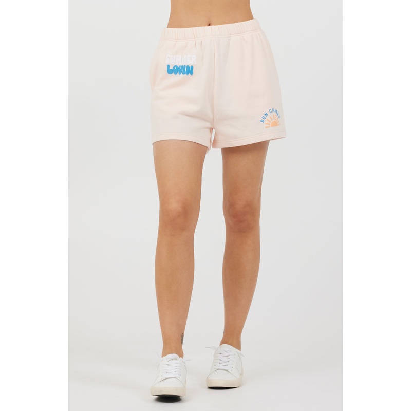 Peach Parfait W/ Multi Puff “Sunchaser” Surf Wash Shorts Peach Parfait