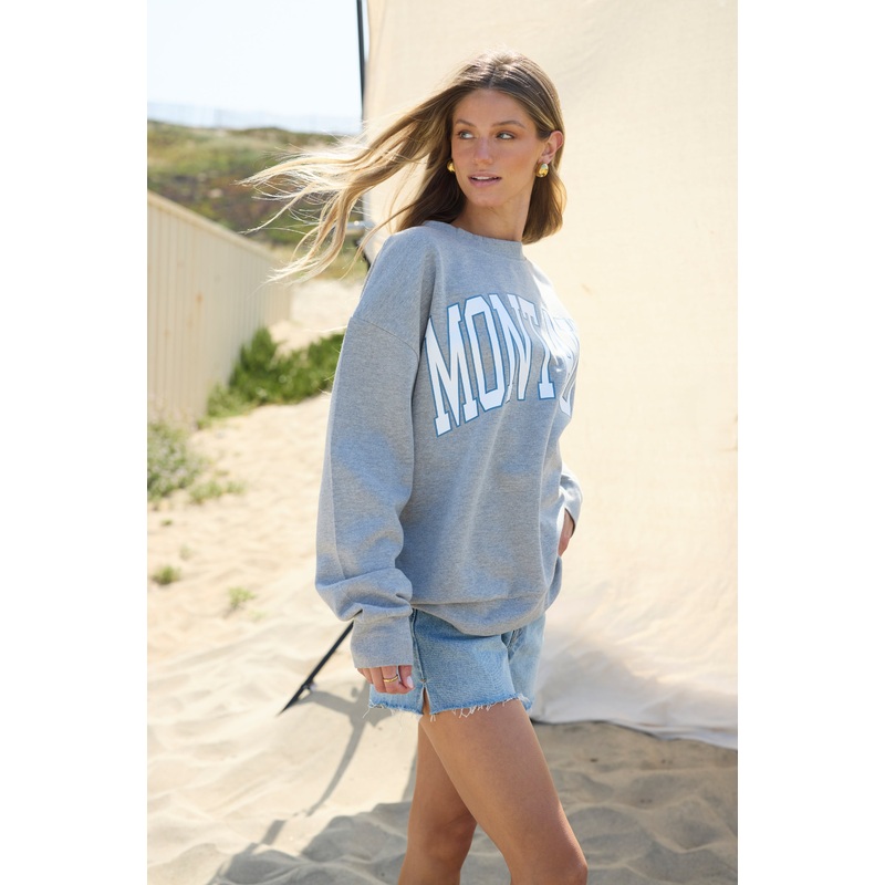 “Montauk” Heather Grey Surf Wash Crewneck Gray