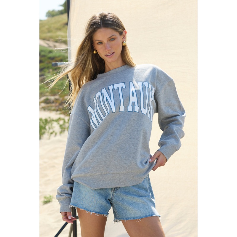 “Montauk” Heather Grey Surf Wash Crewneck Gray