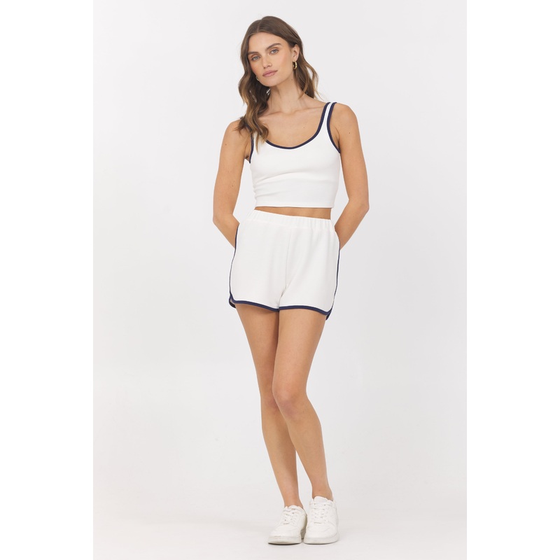 White Navy Cloud Tank + Shorts 2-Piece Set