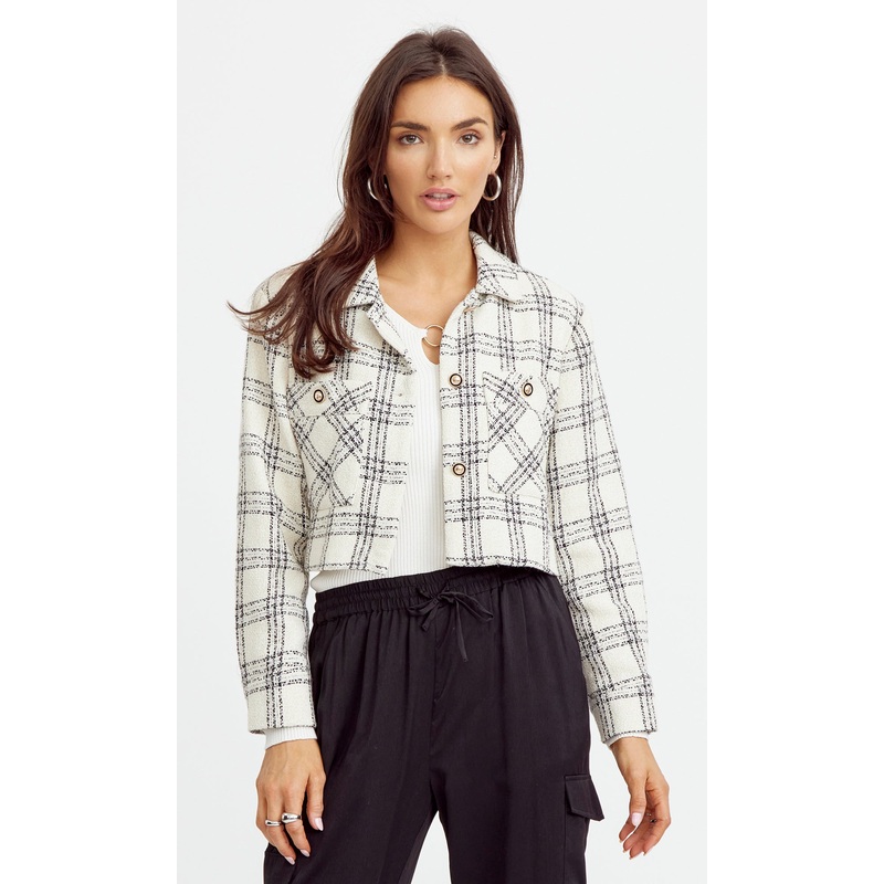Krista Tweed Jacket CREAM-BLACK